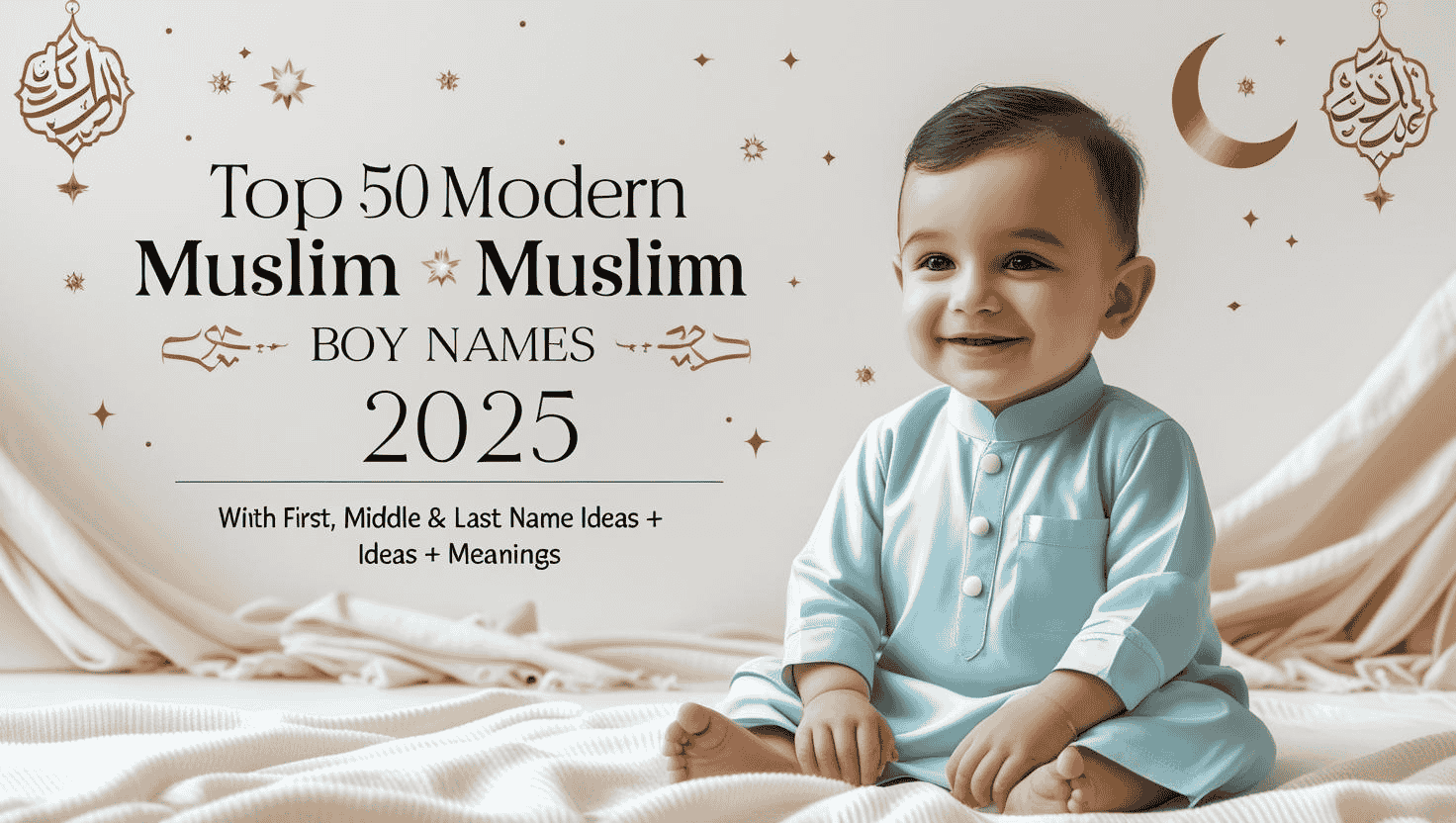 Top 50 Modern Muslim Boy Names with first/middle/last name and Meanings for 2025